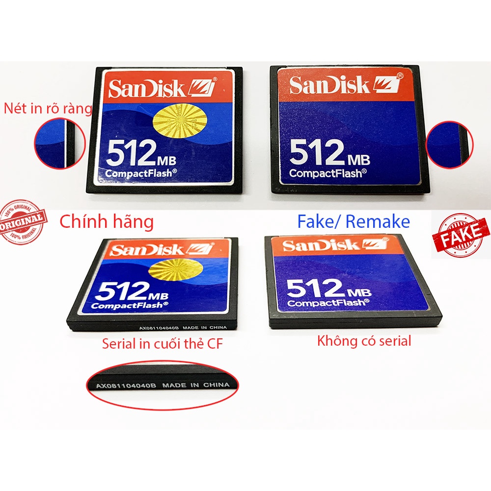 Thẻ nhớ SanDisk Compact Flash Card CF dung lượng 256MB