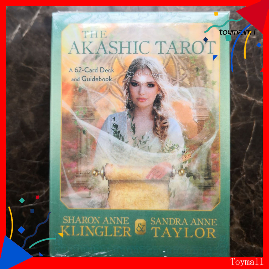 toymall 62Pcs Tarot Well-printed English Version Art Paper The A-kashic Tarot Card for Entertainment
