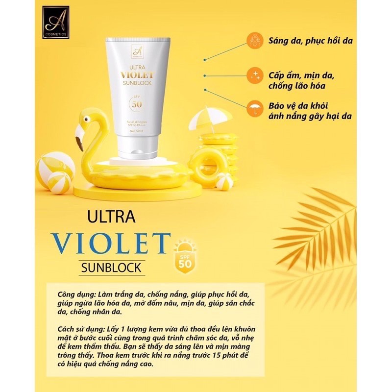 Kem Chống nắng Ultra Violet Sunblock Acosmetics Phương anh sẵn | BigBuy360 - bigbuy360.vn