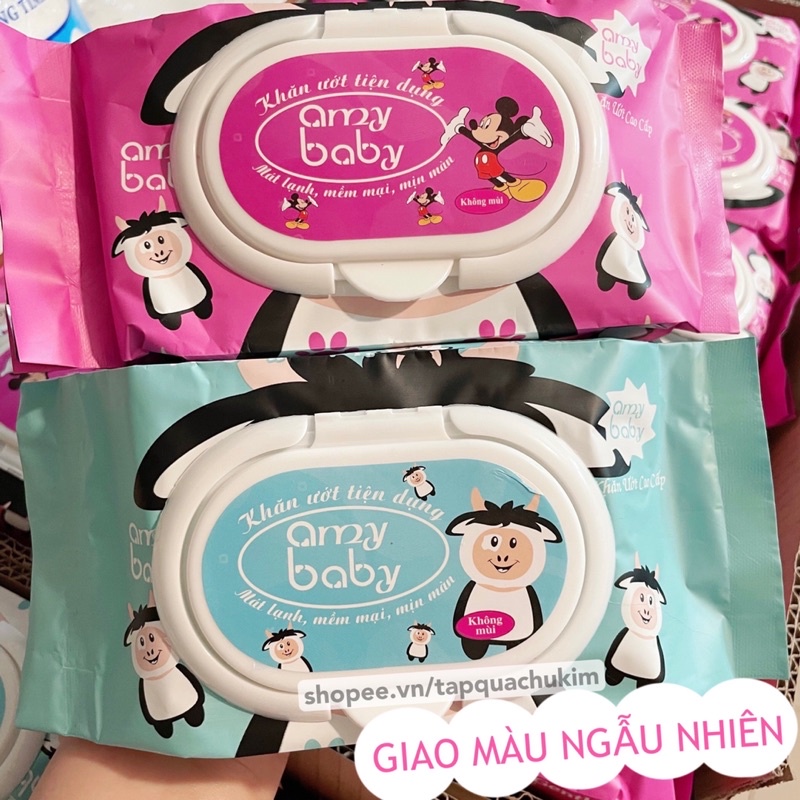 Khăn ướt em bé AMY BABY không mùi 80 TỜ siêu tiết kiệm