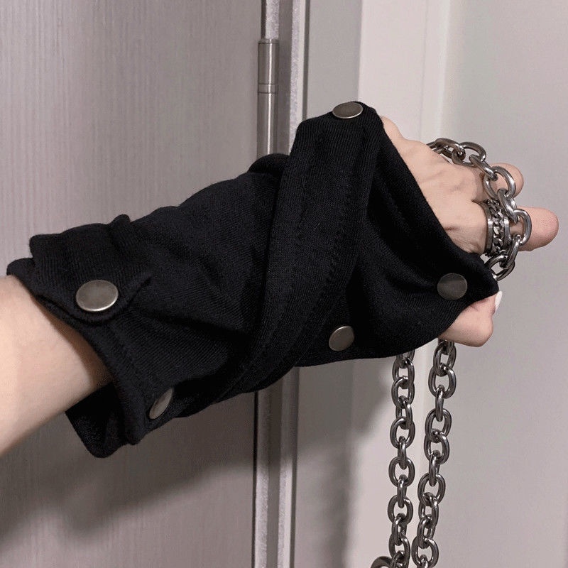 Jiashucheng Găng Tay Hở Ngón Phong Cách Hip Hop Đường Phố Harajuku Dễ Phối Đồ Cho Cặp Đôi