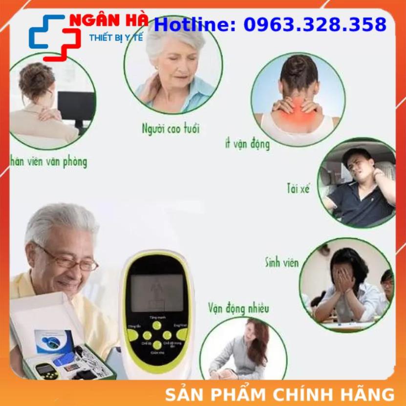 Máy xung điện, máy massage xung điện 8 miếng dán đầu ra kép đa chức năng