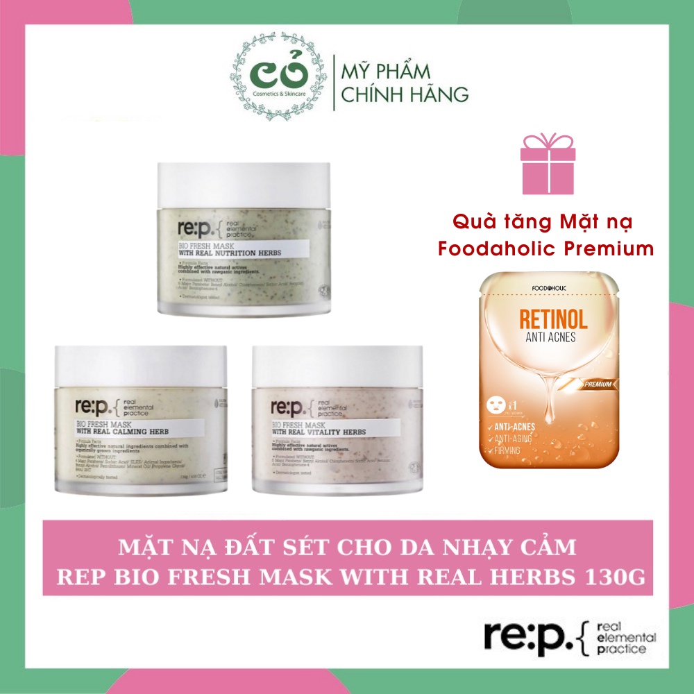 Mặt Nạ Đất Sét RE:P Giảm Mụn Và Se Khít Lỗ Chân Lông REP Bio Fresh Mask With Real Herbs 130g