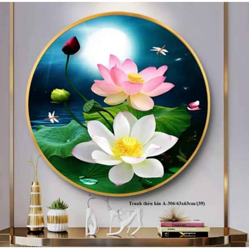Tranh thêu chữ thập Hoa Sen A306(63x63cm)