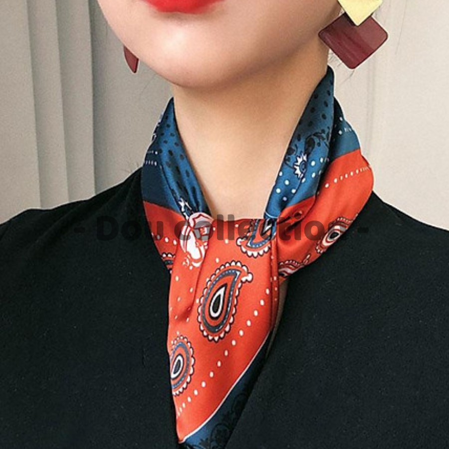 [NowShip2h] Khăn Lụa Vuông (Khăn Turban) Họa Tiết Thổ Cẩm Ô Vuông - Chất Liệu Chiffon - 70x70cm - Mã KL013