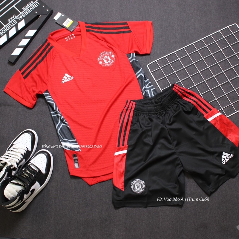 Bộ quần áo đá banh CLB MU Training màu đỏ 2023 hàng cao cấp Thailand