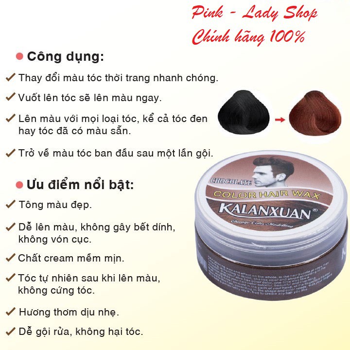 Sáp Nhuộm Tóc Màu Nâu Đổi Màu Tóc Tạm Thời KALANXUAN 100Ml/Hộp