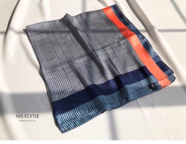 Khăn lụa vuông 70x70 turban quàng cổ,áo khăn yếm bandana thời trang đội đầu kẻ caro- Maben