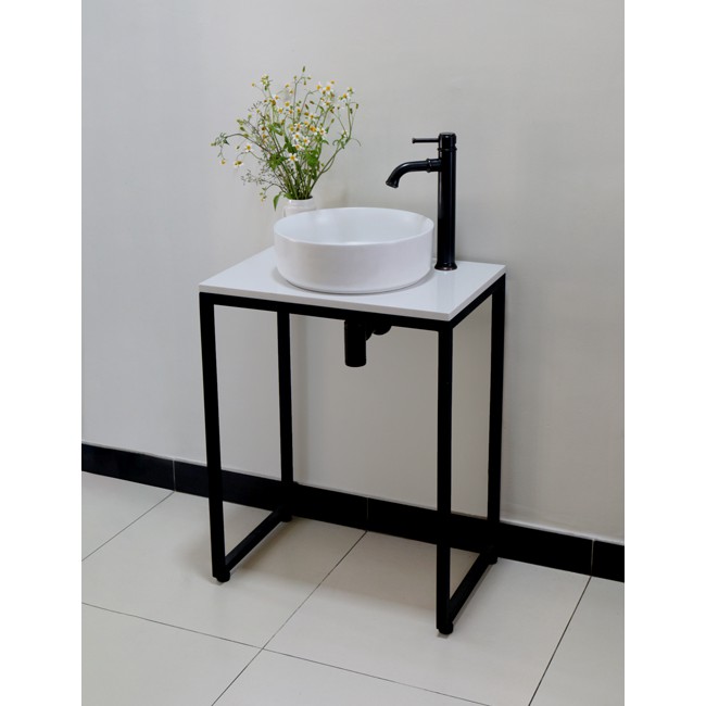 Kệ Để Lavabo, kệ để chậu sứ gồm mặt đá Trắng Thạch anh kanly FP12