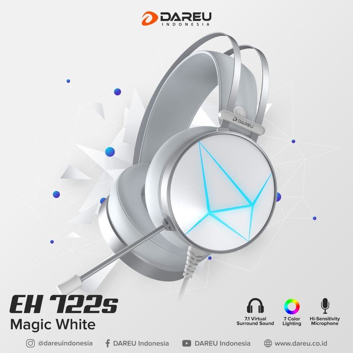 Tai nghe gaming DAREU EH722X ARTIC White - Tăng khả năng khử ồn ( EH722X trắng/EH722X White)