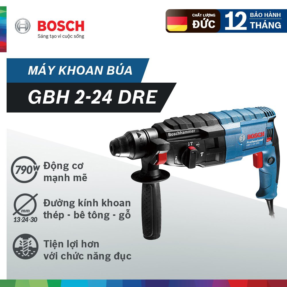 Máy khoan búa Bosch GBH 2-24 DRE Khoan 3 chức năng 24mm - 790W