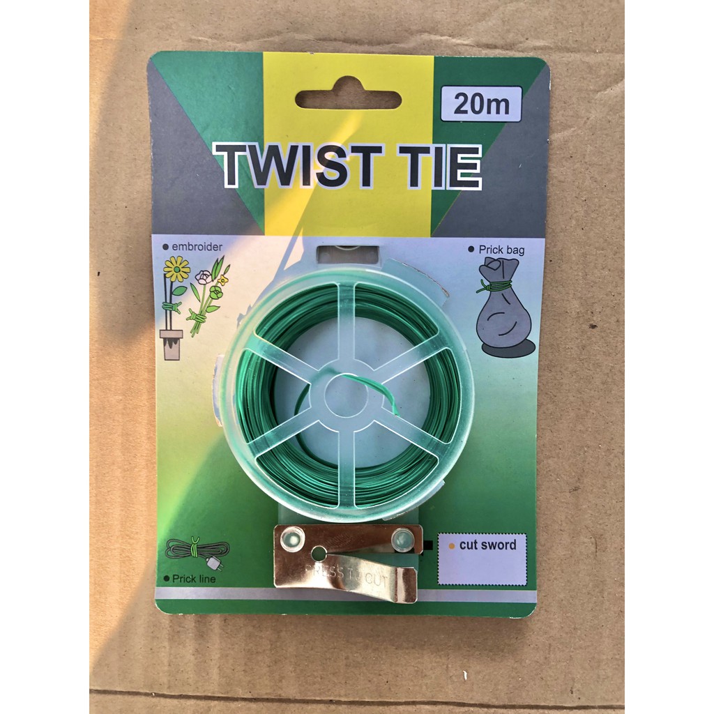 Cuộn dây buộc đồ đa năng Twist Tie 20m, dây nhựa, lõi kẽm