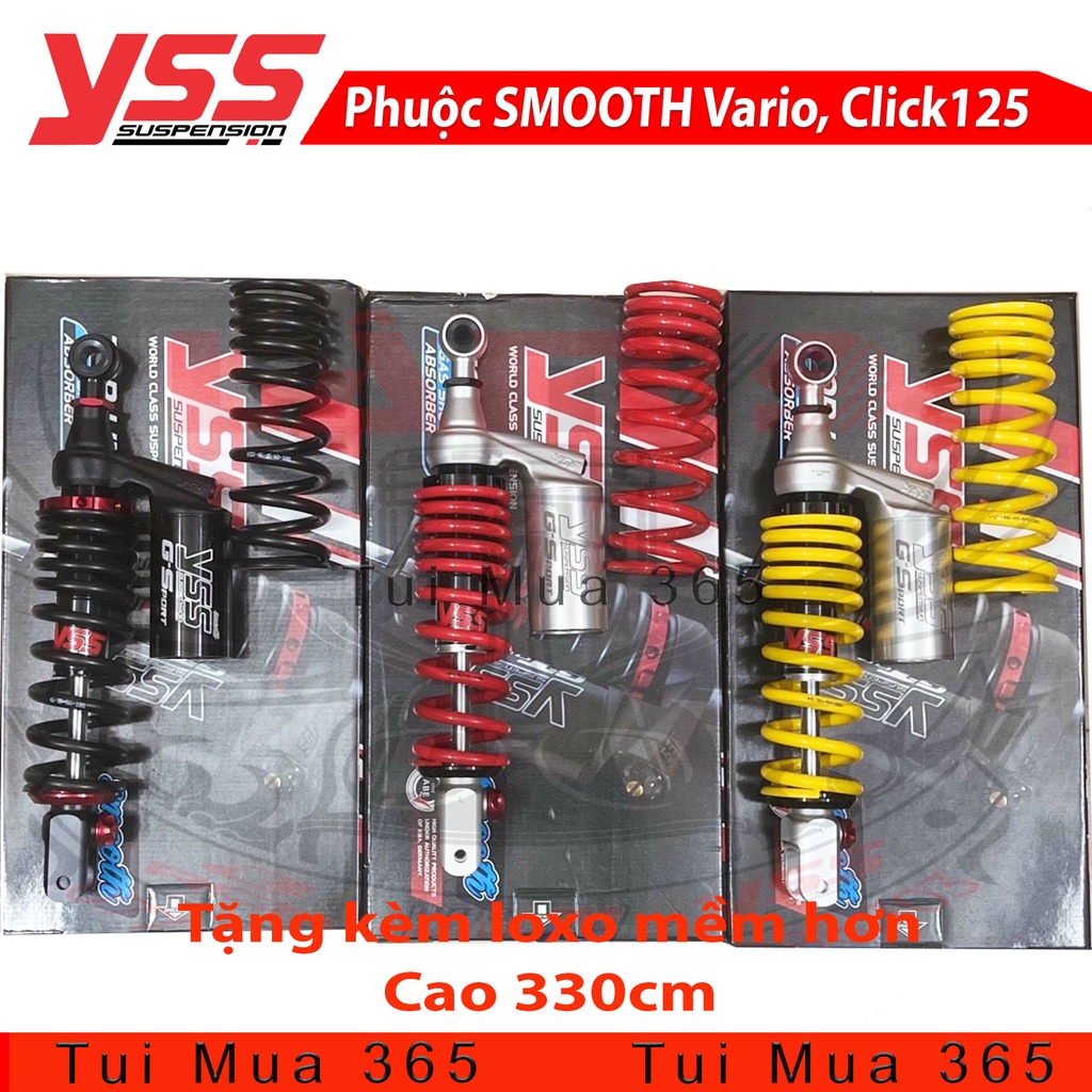 PHUỘC YSS SMOOTH G-SPORT Click/Vario/Vision/Lead/SH Mode ( Vàng ) Tặng kèm lò xo mềm hơn