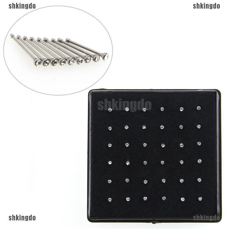 Bộ 36 Khuyên Xỏ Mũi Đính Đá Bằng Thép Không Gỉ