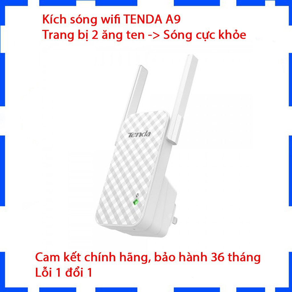 [1 đổi 1] Kích Sóng Wifi Repeater 300Mbps Tenda A9 - Hàng Chính Hãng - Bảo hành 36 tháng