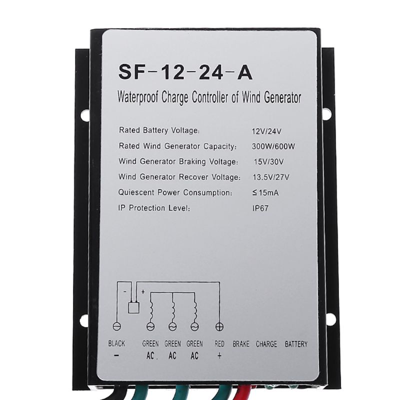Bộ Điều Khiển Sạc Tua Bin Gió 600W 12V 24V Chống Thấm Nước Chuyên Dụng