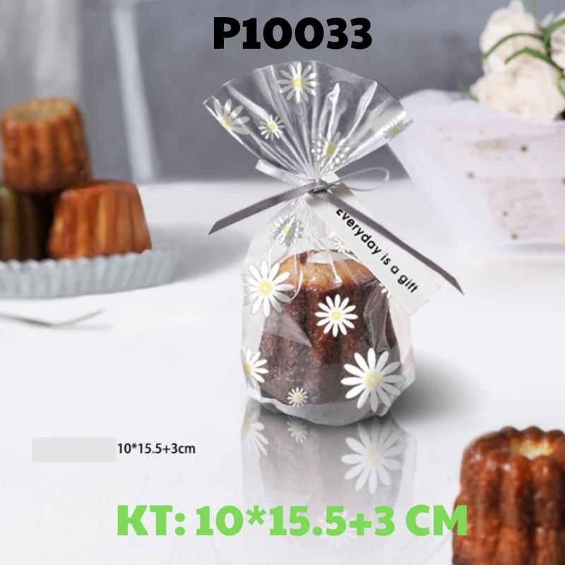 Túi Đựng Bánh Quy Cookies Bánh Madeleines Trong Suốt Dạng Đứng Có Kèm Dây Buộc Họa Tiết - P10034