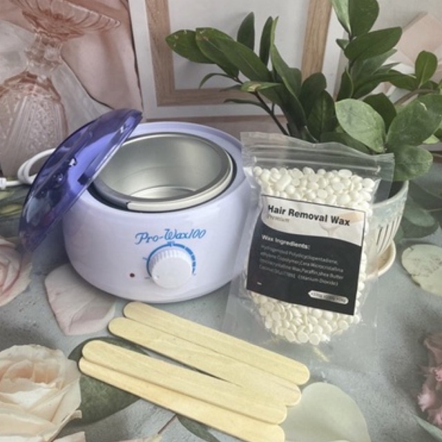 Combo nồi nấu sáp wax lông máy nấu sáp wax lông triệt lông tại nhà, Spa tặng que gỗ