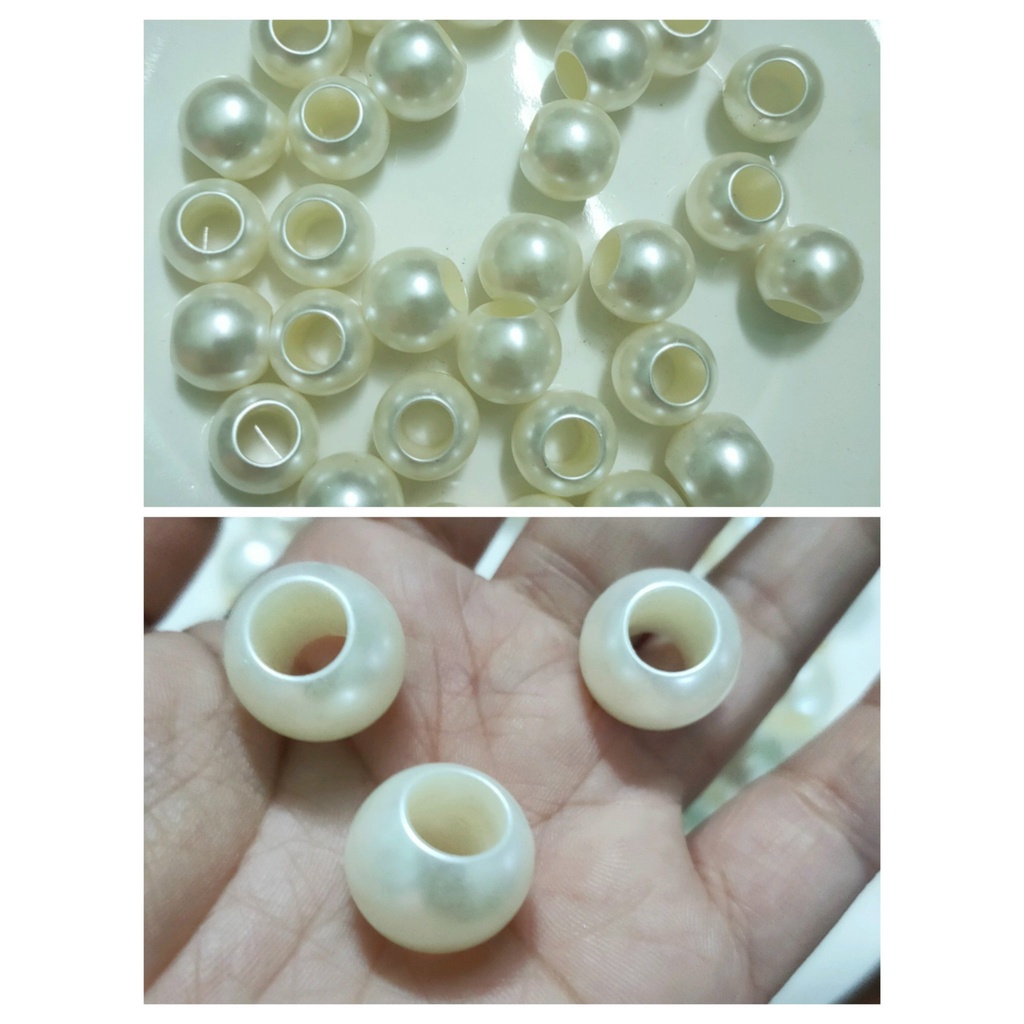 hạt trai lổ to size 16mm màu kem