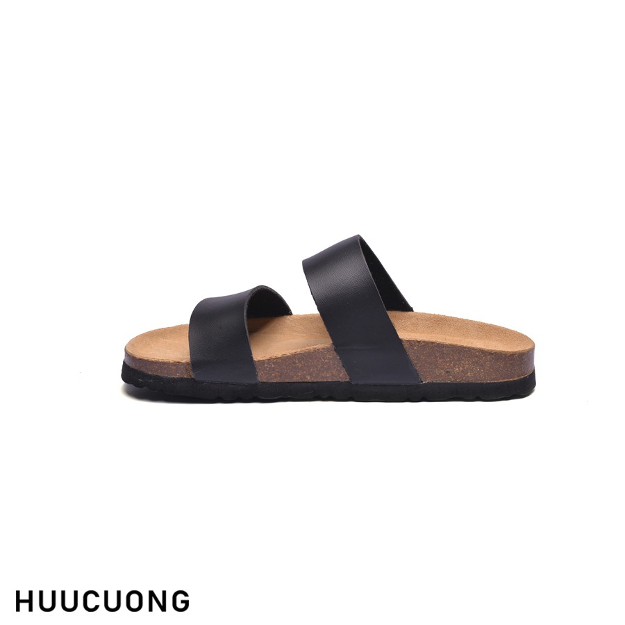 Dép HuuCuong 2 quai đen đế trấu, Hàng chính hãng Hữu Cường, giầy dép, sandal chịu nước