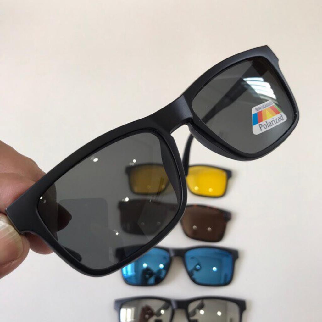 Kính Đa Năng 5 IN 1 Gọng Vuông 2202A Tặng Kèm Túi Da