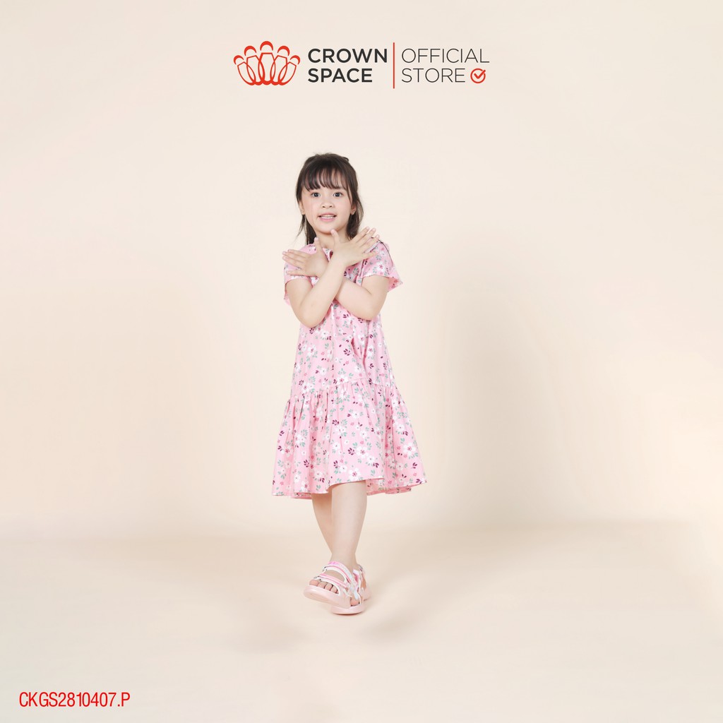 Váy Hoa Nhí Hồng Pastel Cho Bé Gái Chính Hãng Crown Space CKGS2810407.P