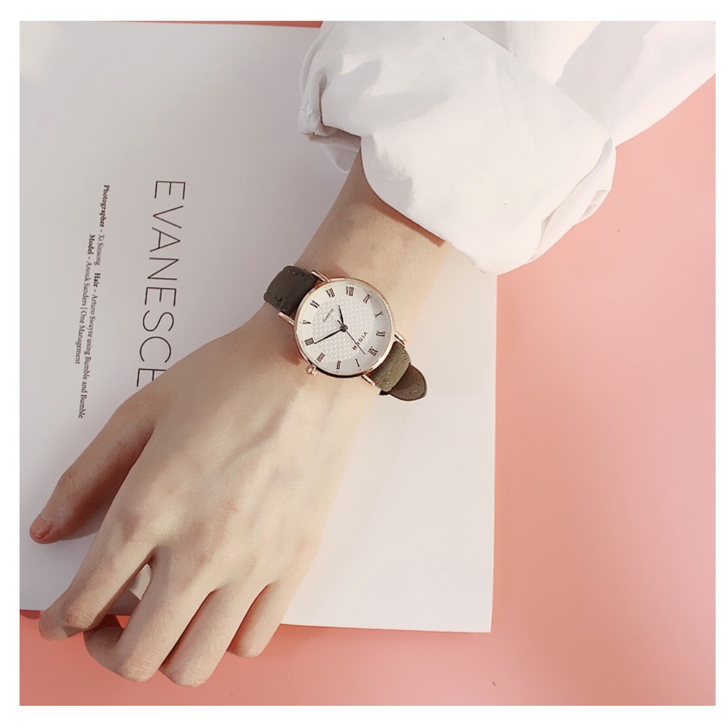 [SIÊU ĐẸP]ĐỒNG HỒ NỮ DÂY DA VISER MẶT CARO SIÊU ĐẸP THỜI TRANG | BigBuy360 - bigbuy360.vn