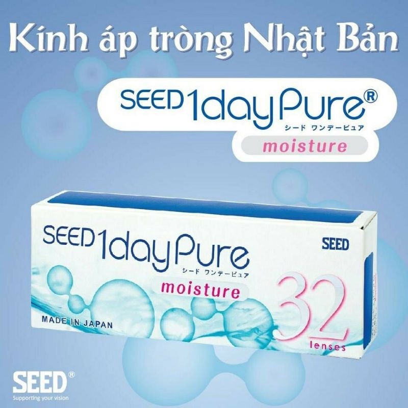 Kính áp tròng không màu 1 ngày THIÊN HÀ OPTICAL Seed Nhật Bản contactlens 1Day PureMoisture êm mắt dễ đeo kháng khuẩn