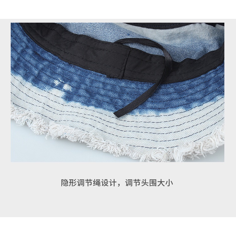 Mũ Bucket Chất Liệu Denim Màu Sắc Tương Phản Phong Cách Retro Nhật Bản Cho Nam Nữ