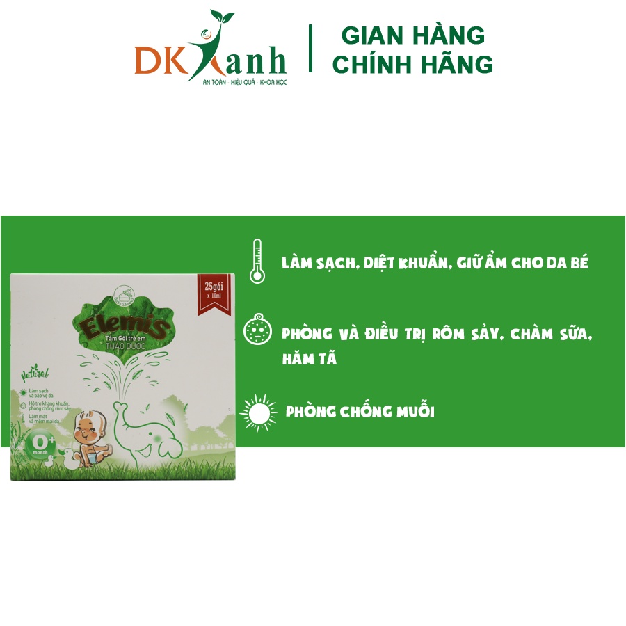 Nước tắm thảo dược cho bé Elemis - DK Pharma, hộp 25 gói 10ml / gói