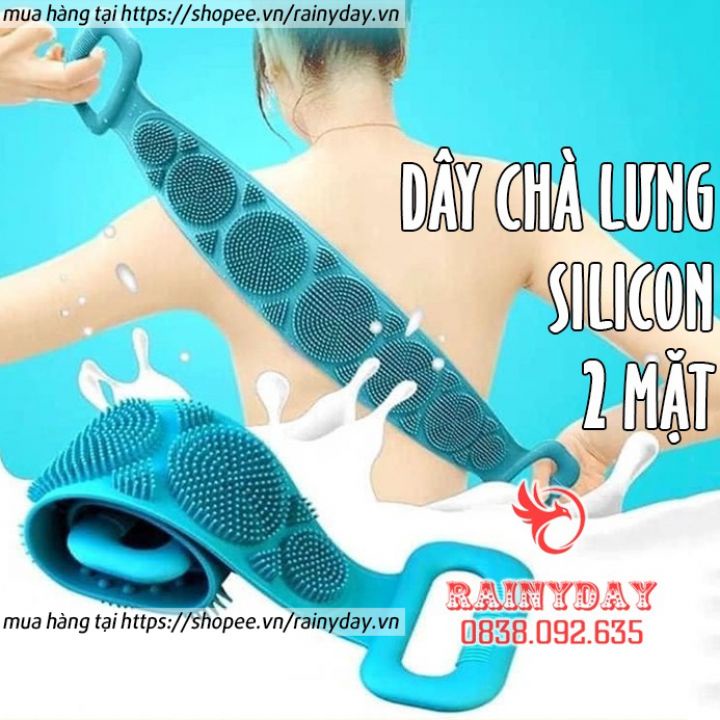 Dây đai chà lưng 2 mặt đa năng dụng cụ bằng silicon kỳ cọ massage tẩy da chết khi tắm