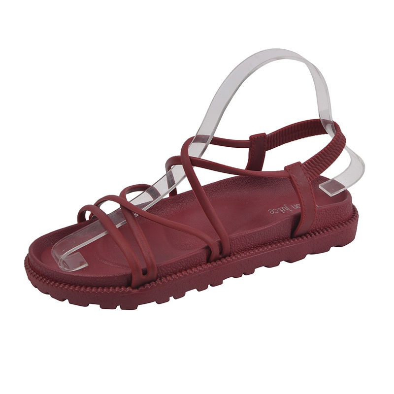 Giày Sandal Nhựa PVC Đế Bằng Cột Dây Thoải Mái Phong Cách Thời Trang Mới Năm 2021
