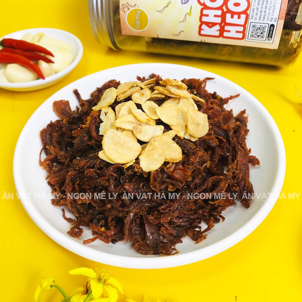 Khô heo cháy tỏi hũ 300g Hà My đồ ăn vặt Hà Nội