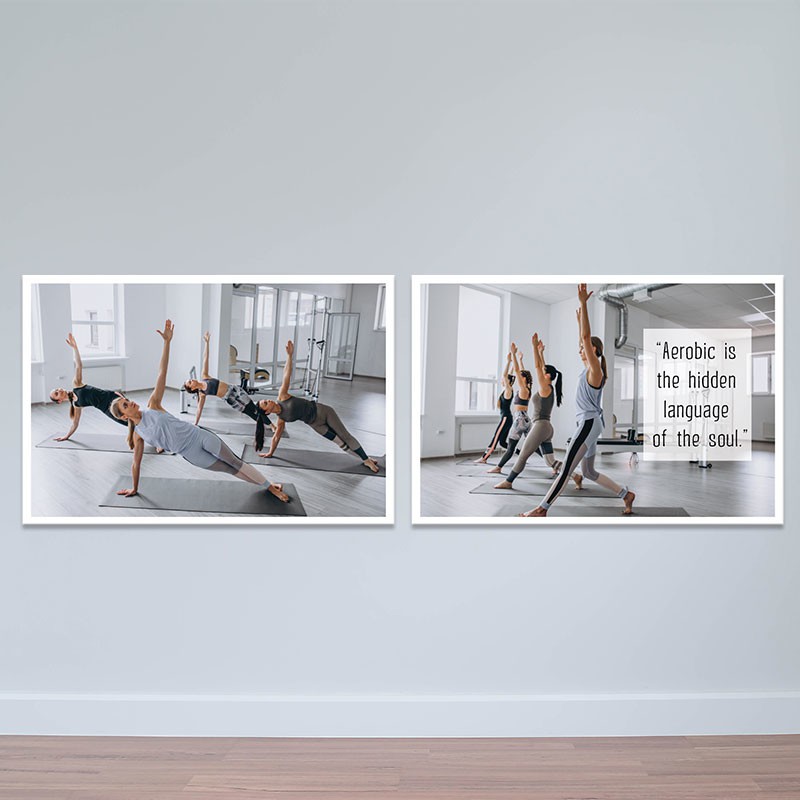 Bộ 2 tranh treo phòng tập aerobic | Tranh thể dục nhịp điệu T3825