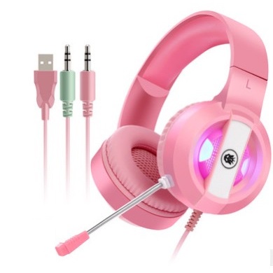 Tai Nghe Chụp Tai MÀU HỒNG Gaming S300 Có Mic Có Đèn Led Nhiều Màu Gameming headphone