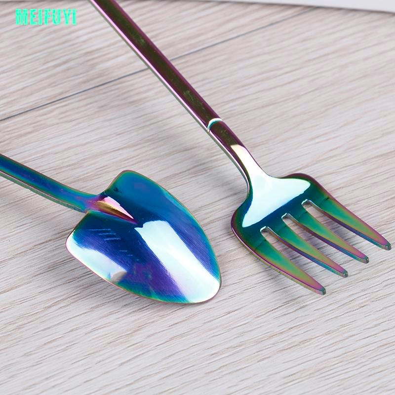 Set 1 Muỗng / Nĩa / Dao Bằng Thép Không Gỉ Thiết Kế Hình Xẻng Độc Đáo
