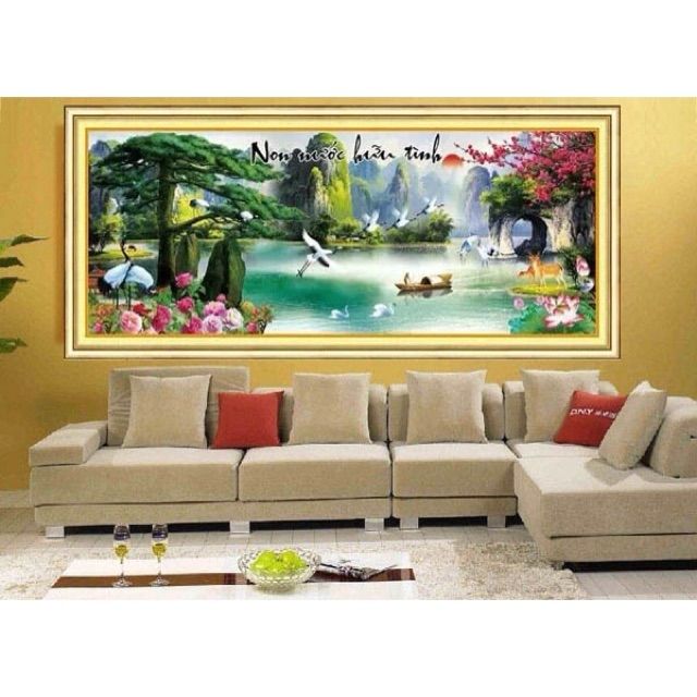 Tranh thêu phong cảnh' non nước hữu tình 3D A928 215x90cm