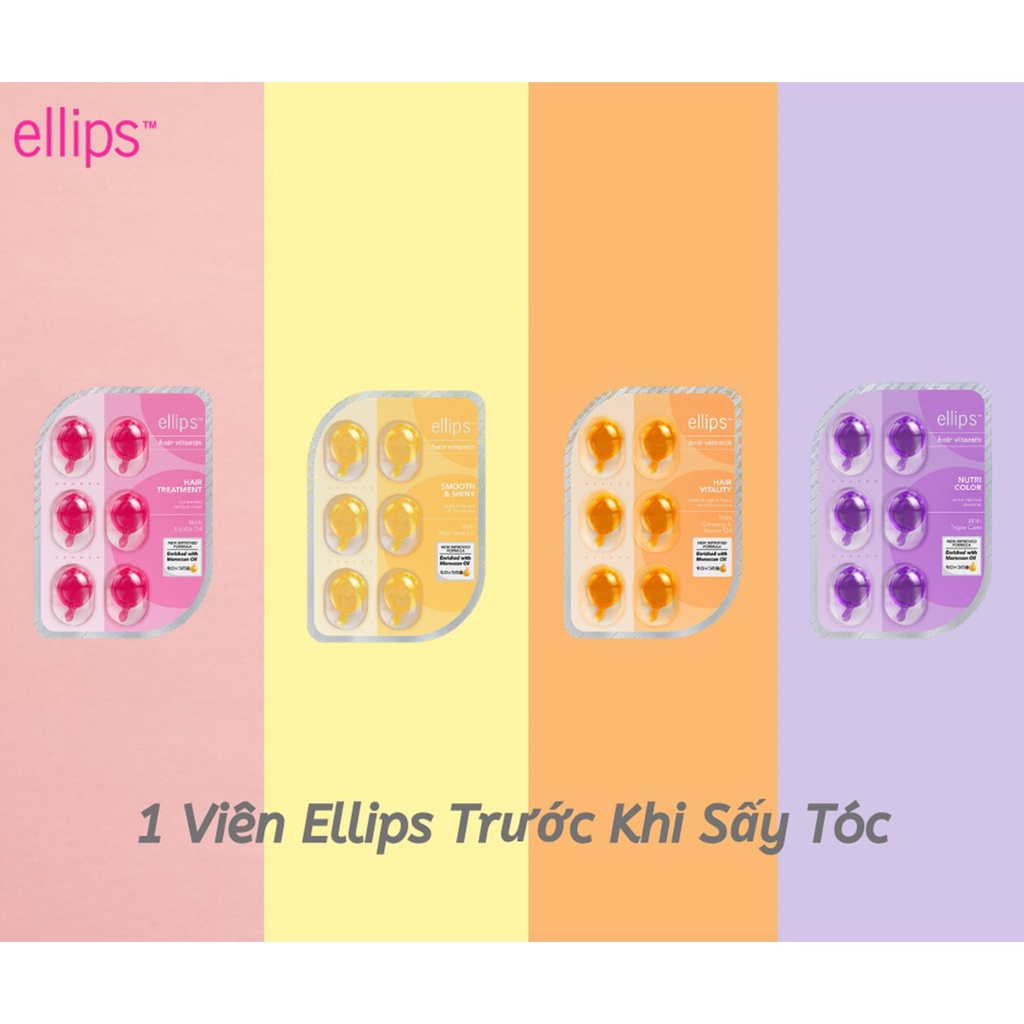 [Hũ] Serum Dưỡng Tóc Ellips Hair Vitamin Giúp Tóc Chắc Khỏe, Óng Mượt, Phục Hồi Hư Tổn (50v/hũ)