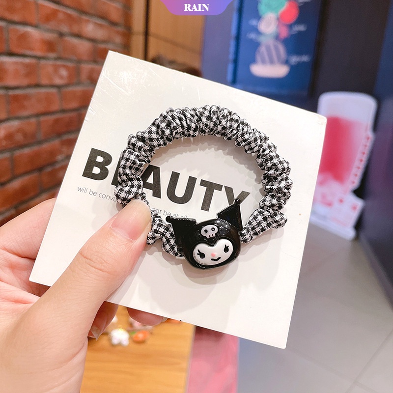 SANRIO Dây Buộc Tóc Cao Su Bản Lớn Họa Tiết Kuromi Melody Mới Cho Nữ