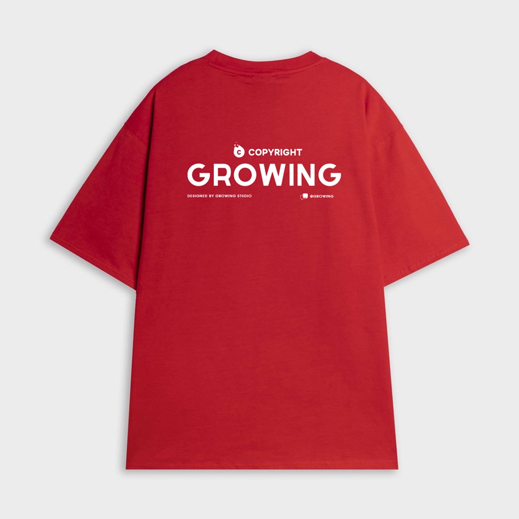 Áo Thun Tay Lỡ Form Rộng Unisex Đỏ Basic  ,Áo Phông Form Rộng Thời Trang Hàn Quốc In GROWNG Cá Tính VT19 GROWING