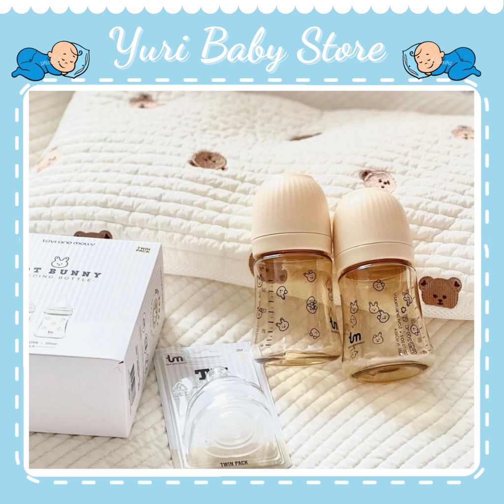 Bình sữa Tovi and Molly - Bình sữa Thỏ/Sóc 180ml/280ml chính hãng nội địa Hàn tùy chọn núm