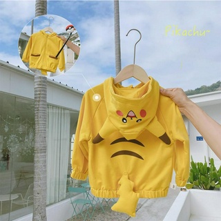 Áo khoác hoodie Cotton có khóa kéo in hình Pokemon Pikachu cho bé 1-6 tuổi