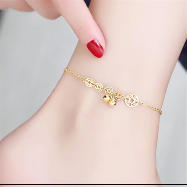 Lắc chân titan nữ kim tiền 2 chuông LCZ134 | BigBuy360 - bigbuy360.vn