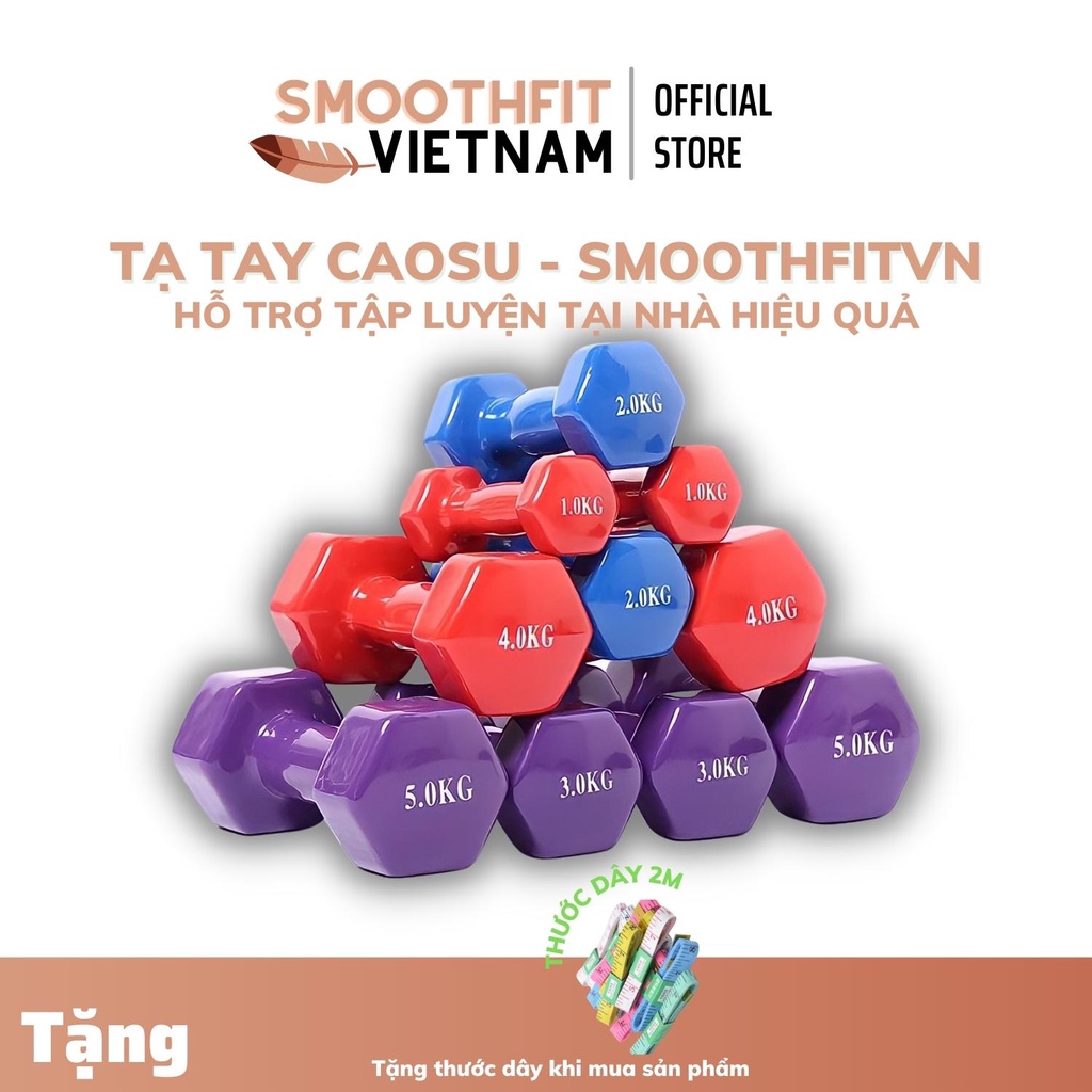 Tạ Tay Nữ Bọc Caosu 2kg,4kg,5kg SmoothFitVN Cao Cấp - Hỗ Trợ Tập Luyện Tại Nhà .