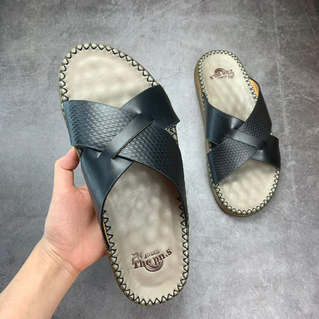 Dép doctor quai chéo KHÔNG THẤM NƯỚC da bò thật PN-76