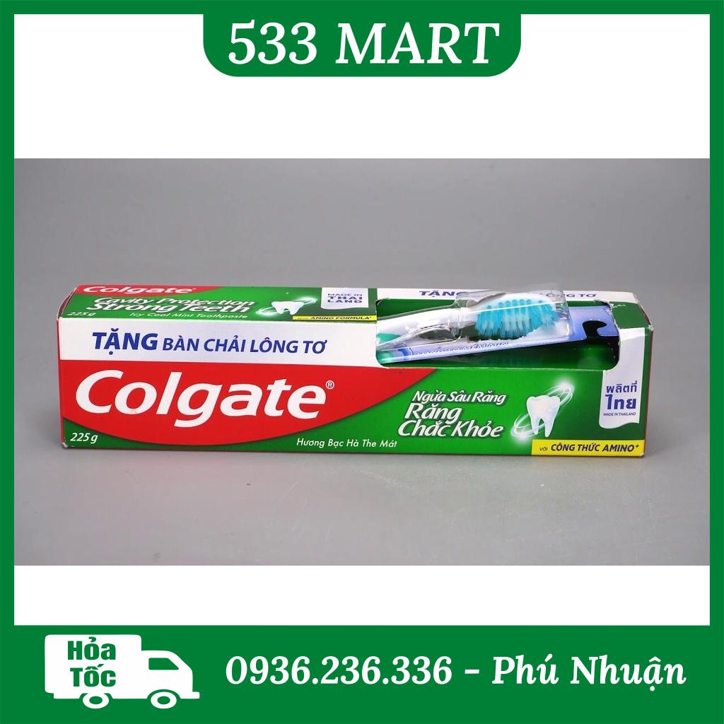 Colgate hương bạc hà ngừa sâu răng 225g tặng bàn chải Đánh Răng