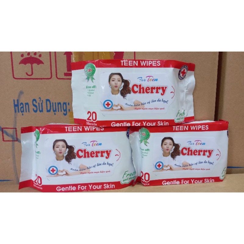 KHĂN ƯỚT FOR TEEN CHERRY  20 Tờ.