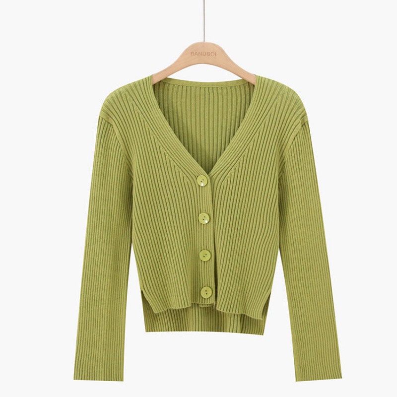 Áo cardigan IELGY dệt kim mềm mại cổ chữ V tay dài dáng ôm phong cách thời trang cho nữ