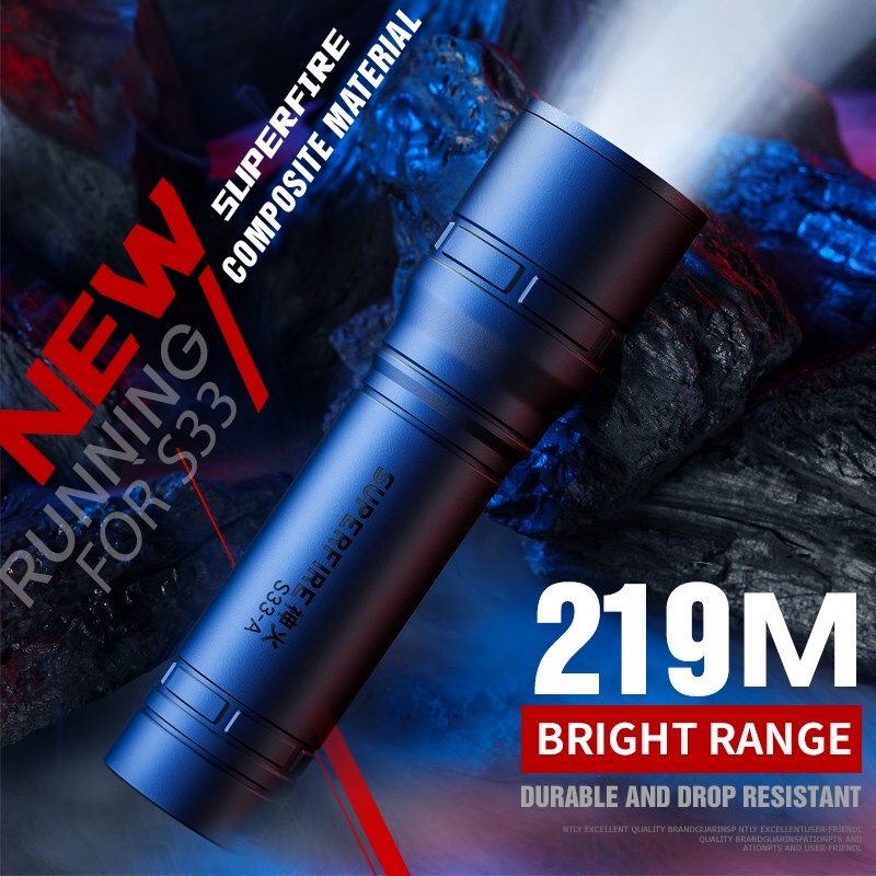 Đèn pin SUPERFIRE S33-A siêu sáng cầm tay đa năng tiện lợi