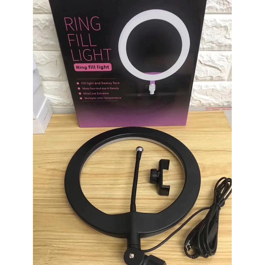 Đèn Hỗ Trợ Livestream - Bán Quần Áo Thời Trang Trang Điểm - Màu Đen Hồng -Ring led 26 cm / 10 in 30 w 3 Chế Độ Ánh Sáng